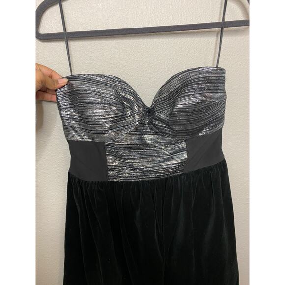 Tibi Strapless Silver Black Velvet Party Dress 6 - Picture 3 of 7